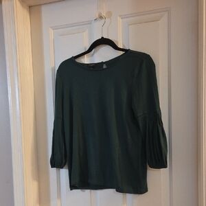 Talbots Forest Green Blouse Medium Petite